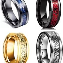 Men Valentine Smart Temperature Combo Ring Silver & Black (IR5419)-image-86