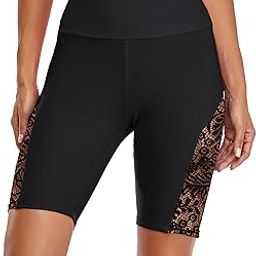 Womens Plus Size Rash Guard Capris Long Swim Shorts Tankini Bottom-image-79