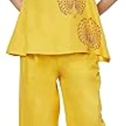 9rasa Women's Cotton Solid Trouser and Printed One Shoulder Co-ord Set for Causal Workwear Evening-picture-22