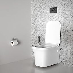 Ruhe Crystal Wall-Hung Rimless Western Commode with Siphonic Flushing System | P-Trap | 21 X 14 X 14.3 inches | Ceramic White Glossy Finish, Space-Saving Design | Includes Soft-Close Seat Cover-20