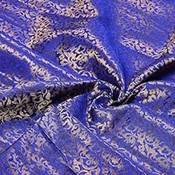 Govind Hari Chanderi Brocaid Fabric | 44" Width | Unstitched Fabric | Dress Material for Lehangas, Sarees, Gowns and Dresses | Royal Blue | 5 Meters-image-73