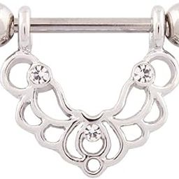 White Diamond Flower Nipple Ring | Stainless Steel Body Piercing Jewelry for Women & Men-image-69