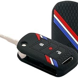 Keyzone Striped Silicone Key Cover Compatible for Mahindra Thar Roxx, Xuv3xO, Scorpio-N, Xuv700, Thar,Xuv400, Xuv300, Bolero NEO, Marazzo, 3 Button Flip (Black)-picture-14