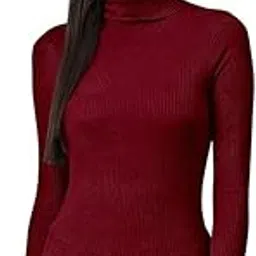 rzlecort Ribbed Sweatshirt Casual Wear Highneck/Full Sleeves Tops for Women and Girls-picture-4