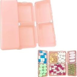 Daily Pill Organizer, 7 Compartments Portable Pill Case, Travel Pill Organizer, Folding Design Travel Pill Box to Hold Vitamins, Medicine, Fish Oils, Pink-image-73