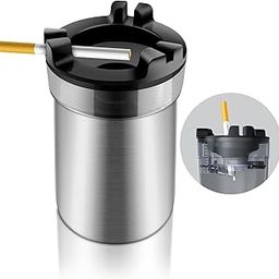 Riveira Ashtray with Water Tank, Stainless Steel Outdoor Portable Smell Proof Smokeless Ash Tray, for Car Indoor Courtyard Terrace Desktop Office Smoking Ash Tray-image-9