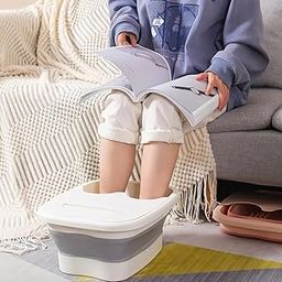 VPGS Collapsible Foot Tub Feet Soaking Spa Bath with Massager Acupoints for Circulation, Plastic Inflatable Feet Soak Basin Foldable Foot Soaker Bucket-2