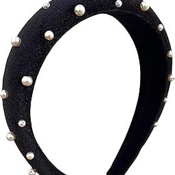 Padded Velvet Headband With Beads, Pearls-image-44