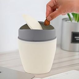 Kuber Industries 1.25 Ltr Plastic Mini Dustbin for Study Table/Bedroom/Bathroom with Swing Lid | Portable Small Dustbin for Kitchen Sink | Table Top Office Desk Trash Can Waste Bin | White-6