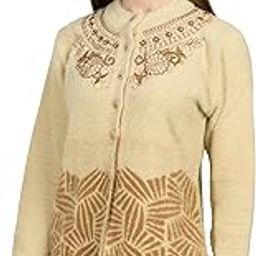 Lady Willington Women Woolen Round Neck Self Design Hair Fabric Cardigan Winter Wear Pure Wool Cardigan for Women Long Cotty Fully Warm Cardigan Free Size-image-88