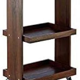 Vm decor 3-Tier Solid Wood Rolling Bar Cart Wine Serving Cart, Wheels,Utility Cart, Kitchen Storage Cart, Seasoning Rack on Wheel,for Dining Room Wine Serving Trolley (3 Tier, Brown) (3 Tier, Walnut)-image-70