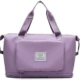 Travel Duffel Bag, Expandable Folding Travel Bag for Women, Lightweight Waterproof Carry Overnight Luggage Bag for Travel (Purple)-image-78