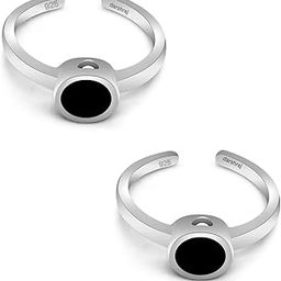 925 Sterling Silver Toe Ring for Women | Premium Pure Silver Bichiya Toe Ring | Silver Toe Rings for Women | Chandi Ki Toe Ring | Black Round Toe Ring | 9.25 Silver Toe Ring-image-32