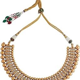 Fashion Jewellery Gold Polished Antique Necklace With Adjustable Thread |Best For Bride, Bridemaids & Special Occasion | Antique Necklace For Women - 417289-image-12