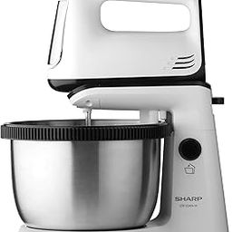 SHARP Electric Stand Mixer I JAPAN QUALITY I 300 Watt I 5 Speed, Turbo Mode, 3.4L Stainless Steel Bowl, Multiple Hooks for Whisking and Dough Making I EM-S34N-W-29