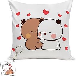 Bubu Dudu Cushion Love Gift for Birthday | Gift for Wife Cushion Cover with Filler AT-17-1