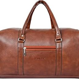 Pulse Weekender Premium Duffle Bag with Shoe Pocket for Travel for Men and Women Made of PULeather with Attachable Shoulder Strap Cabin Holiday Bag [4953] (Tan)-image-38