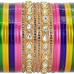 zulka Acrylic (Plastic) with Oval Beads Or Zircon Gemstone Studded worked Glossy Finished Short Chuda Set For Women and Girls-picture-10