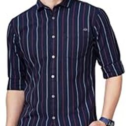 Men Striped Slim Fit Cotton Shirt | Stylish Slim-Fit Shirt with Bold Striped Design | Soft Cotton Shirt for Casual and Office Wear | Tailored Shirt for Men-image-23