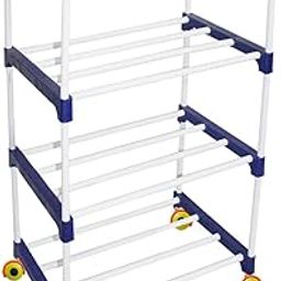 Confiado Metal Shoe Rack, 3 Shelves, with Wheels, multipurpose books shelf rack (4 Layer)-picture-23
