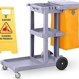 TARGET HYGIENE Janitor Cart Trolley with Free 1 Pc Caution Cleaning in Progress Sign Board (Full Set)-image-98