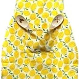 JYOTEX Kitchen Apron with Lemon Print Pattern, Adjustable Straps, Cotton Fabric, Yellow and Green (D)-73