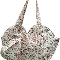 Floral Heart-Shaped Tote Bag with Mini Pouch – Vintage Aesthetic Shoulder Bag for Women, Reusable Cotton Fabric Purse, Eco-Friendly Gift-image-32