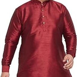 Men's Orange Silk Blend Kurta-image-10