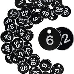 StayMax Plastic ID Number Tags Engraved Tags Key Tags Without Key Rings (301-500, Black)-39