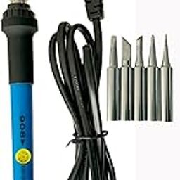INDITRUST New Complete Kit of Soldering Iron with adjustable temp and 5X Bits of different shapes 60W Temperature Controlled (Round Tip)-23