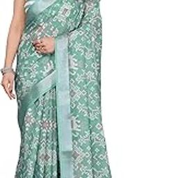 Olive Cotton Linen Digital Printed Saree with Blouse Piece – 5.5 Meter Saree and 0.8 Meter Blouse-image-75