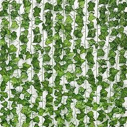 ANTOFY 12pcs Artificial Ivy Leaves Garland - Fake Vines for Bedroom Decor Aesthetic, Silk Greenery for Room Wall Home (Creeper, Pack of 12)-picture-19