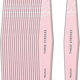 THR3E STROKES 20Pcs Nail Buffers 100/180 Sanding Blocks Sponge Buffing File for Acrylic Natural Gel Nails, Pink-80