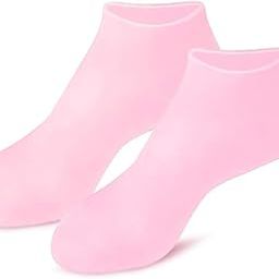 Moisturizing Gloves&Socks, Silicone Gel Gloves for Dry Skin, Cracked Hands and Foot, Full Finger Waterproof Gloves for Hands Foot Care SPA (Pink, Socks)-image-4
