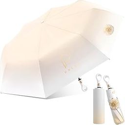 Sun Umbrella for Girls Ladies Men Women, Folding Pocket Umbrella with Flower Charm Strap for Sun Protection Rain Windproof, Stylish Rubber Handle Lightweight Portable UV Big Size-image-87