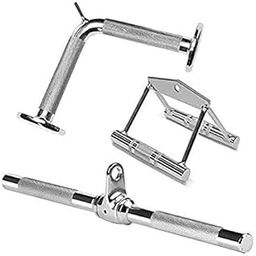 Solid V Shaped Tricep Press Down Bar, LAT Bar and Seated Rowing Handles (Combo)-10