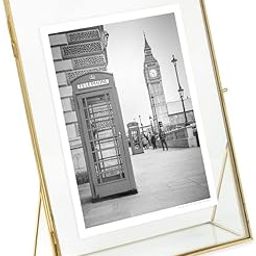 A.H Royal Art Decorative Vintage Style Metal and Glass, Floating Table Top Photo Frame, Metal, (Vertical), with Locket Closure and Angled Base, for Pictures, Art, Mementos, Keepsakes (8x10, Golden)-image-7