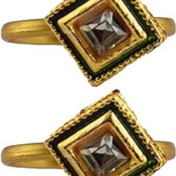 Golden Brass Stone Stud Toe Ring Size Free Designer Toe Rings Set |Fashionable & Durable Jewelry for Women Sku-toe29-picture-11