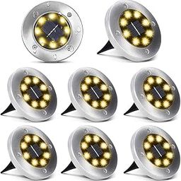 Solar Ground Lights,8 LED Garden Lights Waterproof Patio Outdoor Light with Light Sensor for Lawn,Pathway,Yard,Driveway,Step and Walkway(8 Pack Warm White)-image-77