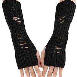 Punk Gothic Cosplay Party Beggar Style Long Masquerade Fingerless Arm Hand Warmer Gloves-image-44