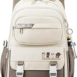 Backpack for Women Teenagers and Girls Canvas Rucksack Laptop School Bag with USB Charging Port 14 Inch Laptop Day Pack for Travel, School and Work-image-70