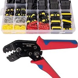 708Pcs Waterproof Electrical Wire Connector Terminals Plug Kit 1/2/3/4/5/6 Male&Female Pin Automotive Wire Connectors Kit with Weather Pack Crimp Tool-1