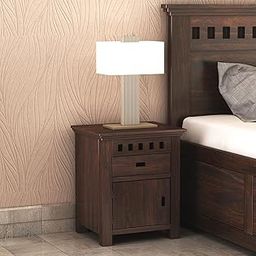 AIREN DECORE Solid Sheesham Wood Bedside Table with Drawer and Cabinet Storage End Table Sofa Side Table for Living Room Home and Office (Walnut Finish)-image-81