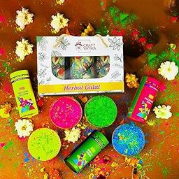 CraftVatika Natural Holi Colour Herbal Gulal Pack of 3 (80g x 3 Packet) Pink Yellow Green Skin Friendly Non Toxic Gulal in Gift Packaging Box for Family Kids Couple Gift, 100% Safe-17