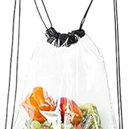 Clear Bag Backpack Waterproof Stadium Drawstring School Bag Transparent security bag Backpack[15.25" H X 13.25" W X 0.25" D]-31
