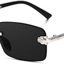 Desire Square Luxury Rimless Sunglasses For Men Women, Cartiar Metal Frame, Non-Polarized UV Protection Frameless sunglass-image-92