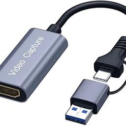 Video Capture Card, 4K Cam Link Card HDMI to USB USBC Capture Card, 1080P 60FPS Video Capture Device for Gaming, Streaming, Compatible with Mack OS System Windows OBS-0