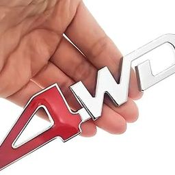 Sakuun 4WD 3D Metal Chrome Sticker Emblem Badge-Stylish Logo for Cars- Size 12.5x3 cm Vehicle Accessories Red & Silver.-image-27