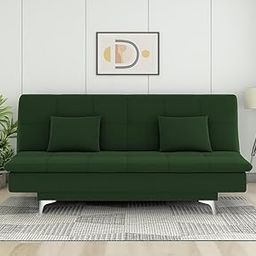 Premium New Aspen 3 Seater Sofa Cum Bed 4X6 Velvet Suede with 2 Cushions and Suitable for All Indoor Sofa Cum Bed – Dual Function, Stylish Design That Complements Any Room (Green)-image-19