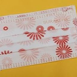 Suraksha mask 3ply elastic(100 Nos,Floral pink)-picture-25